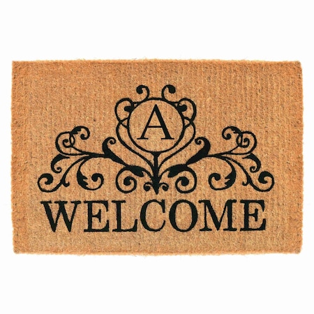 Monogram Door Mat, Black, Natural, 18 in W x 30 in L